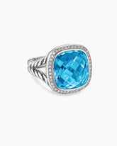 Albion® Ring in Sterling Silver with Blue Topaz and Diamonds, 15mm